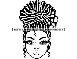 Melanin Pretty Woman Locs Dreads Dreadlocks Hairstyle Black African  American Female Portrait Stylish SVG PNG JPG Vector Designs Cut Files