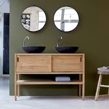 Meuble Double Vasques En Teck 120 Cm Meuble Salle De Bain Tikamoon Meuble Sous Vasque Bois Meuble Sous Vasque Meuble Vasque