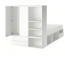 Platsa Bettgestell Mit 2 Turen 3 Schubl Weiss Fonnes Ikea Bett Lagerung Bettgestell Ikea Bettgestelle