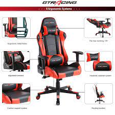 gtracing gaming office chair game racing ergonomic backrest and seat height adjustment computer chair with pillows recliner swivel rocker headrest and lu madeira