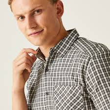 Men's Kalambo VIII Short Sleeve Shirt Agave Green Ash Mashmallow Check