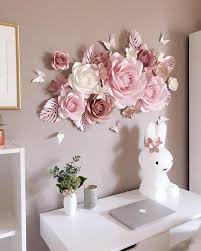 Paper Flowers Wall Decoration Nursery Wall Art Nursery Etsy In 2020 Paper Flower Wall Decor Diy Flower Wall Large Paper Flowers