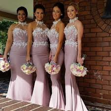Nice Bridesmaid Dresses 2015 Pink Mermaid Bridesmaid Dresses High Neck Lace Appli Mermaid Bridesmaid Dresses Gorgeous Bridesmaid Dresses White Lace Bridesmaid