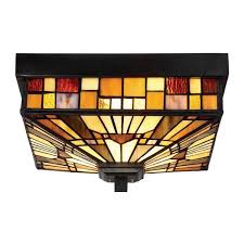 It is full of vivid colors that will. Quoizel Inglenook 11 In Valiant Bronze 2 Light Tiffany Style Outdoor Flush Mount Ceiling Light Tfik1611va Rona