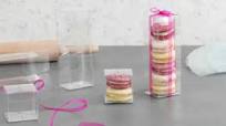 Plastic Box Gift Wedding Candy Square PET Transparent Cube Box Chocolate  PVC Plastic Clear Box With Gold Paper Card