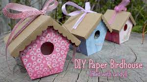 Tutorial Paper Birdhouses For Mother S Day Mothers Day Crafts Bird Houses Diy Bird Houses