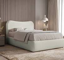 Lit double effet peau de mouton blanc écru PAMELA 140 x 190 cm