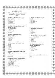 The correct answer is yerevan. World Geography Quiz Esl Worksheet By Vaferrer