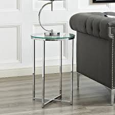 Small Round Glass And Chrome Side Table Wayfair Glass Side Tables Glam Side Table End Tables