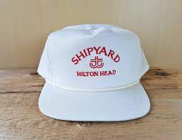Shipyard Hilton Head Vintage White Strapback Golf Hat Rope Etsy White Vintage Golf Hats Hilton Head