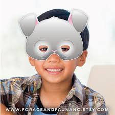 Gray Rabbit or Bunny Printable Animal Mask, Costume Grey Hare Woodland  Spring Photo Booth Props Birthday Kid Costume Pets Lop Ear Fairy Tale