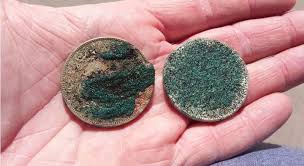 Never rub a coin with anything. Cleaning The Green Crusty Stuff Friendly Metal Detecting Forums