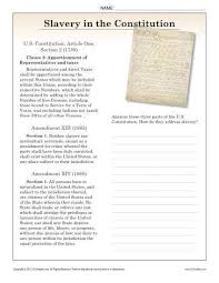 Slavery In The Constitution Slavery Reading Comprehension Worksheets Constitution