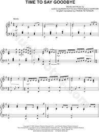 Andrea Bocelli Time To Say Goodbye Con Te Partiro Sheet Music Piano Solo In G Major Transposable Download Print Sheet Music Piano Music Piano Songs
