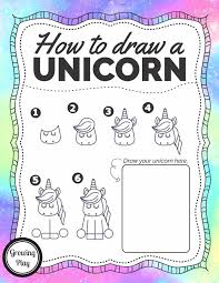 How To Draw A Unicorn Free Printable Growing Play Unicorn Drawing Unicorn Crafts Unicorn