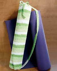 In my opinion, knitted yoga mat will be more comfortable than another ordinary yoga mat. Striped Yoga Mat Bag Knitting Pattern Favecrafts Com