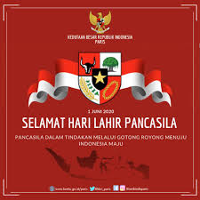 Desain poster keren hari lahir pancasila 2020 yang cocok untuk jadi kartu ucapan dengan background yang elegan, untuk diposting di ig atau story whatsapp. Selamat Hari Lahir Pancasila 2020 Indonesia In Paris Facebook