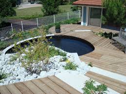 construction de terrasse en bois et muret jardin annemasse avec bassin renovieren