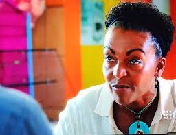 Lady Danbury' turns up in "Death In Paradise". Such an expressive face, it  took a few photos before I got this.