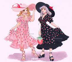 This dress has sequin strawberries on polyester tulle. Noririn Hayashi Oh To Be A Lesbian Couple Wearing Matching Strawberry Dresses The Designer Of The Pink Dress Is Lirika Matoshi My Girlfriend Would Look So Cute