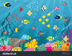 Undersea Cartoon Illustration Of Underwater World With Corals And Fish Sponsored Affiliate Illust In 2020 Fish Tank Drawing Aquarium Drawing Underwater Drawing