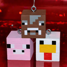 Personalized Block Ornaments Set 2 Animals Minecraft Crafts Minecraft Christmas Diy Christmas Ornaments