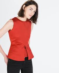 Zara red top with tie waist peplum butterfly sleve. Zara Peplum Top Off 73 Www Usushimd Com