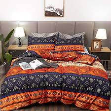 Bedroom in french furniture style is both elegant. Lamejor Dovet Cover Sets King Size Bohemia Exotic Pattern Luxury Soft Vibrant Color Bedding Set Comforter Cover Teal Purple Orange Red 1 Duvet Cover 2 Pillowcases Buy Online In Qatar At Qatar Desertcart Com Productid 100537065