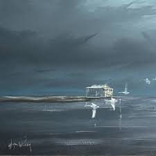 We have a few paintings by local iconic artist, Wayne Fulcher  (1939-2016)...The Cape Henry Lighthouses, nearby seaside respites, sailing  adventures, beaches, and many more! Come visit us