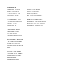 Kalau ada sumur diladang boleh kita menumpang mandi. Lirik Lagu Rakyat Docx