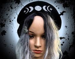 Death Moth Beret With Moon Phases, Withy Hat, Spooky Hat