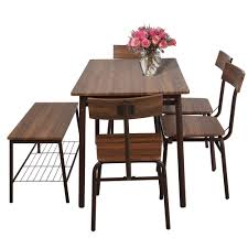Sold and shipped by best choice products. Luckyermore 6 Piece Dining Room Table Set With Bench Compact Wooden Kitchen Table And 5 Chairs With Metal Legs Dinette Sets Buy Online In Cayman Islands At Cayman Desertcart Com Productid 102702566