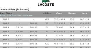 lacoste golf mens shirts size chart lacoste men lacoste