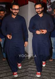 Blue Pathani Suit And Red Shoes Of Saif Ali Khan African Clothing For Men Boys Kurta Design Kurta Designs
