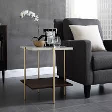 Square White Faux Marble Gold Side Table Stylish Side Table Gold Side Table Furniture