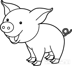 Black And White Outline Animals Cute Pig Black White Outline Cute Pigs Clip Art Pig Illustration
