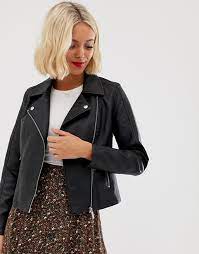 New Look Leather Look Biker Jacket In Black Asos Leather Jacket Girl Leather Look Jackets Womens Spring Coat