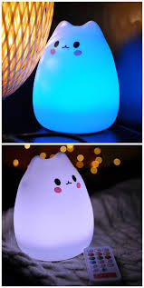 Cartoon Led Silicon Color Changeable Remote Control Night Light Kawaii Room Kawaii Kawaii Cat
