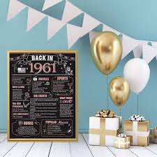 Vadimguzhva / getty images determining an appropriate wedding anniversary gift can be tricky, but you. Buy 60 Years Ago Birthday Poster 11 X 14 Party Decorations Supplies Large 60th Wedding Anniversary Party Sign Home Decor For Men And Women Back In 1961 Rose Gold Online In Germany B08mfb37w4