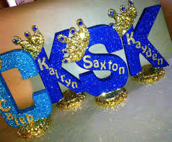 Amazon Com Personalized Royal Themed Centerpieces For Baby Shower Centerpieces Glitter Crown Centerpieces Prince Theme Or Princess Theme 10 Sparkling Letters Or Numbers Handmade Products