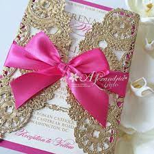 Hot Pink Fuschia Invitation Pink And Gold Wedding Gold Wedding Invitations Fuschia Wedding