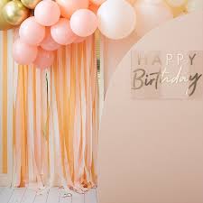 This was my first time creating a streamer backdrop and i'm proud of how it came out! Gold And Peach Streamer Party Backdrop Ginger Ray