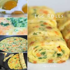 It's important that you chop the vegetables very finely so they don't tear any holes into the roll. Egg Rolls Recipe Tamagoyaki Eugenie Kitchen Recipe Cooking Recipes Egg Roll Recipes Recipes