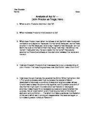 This Worksheet Based On The Crucible By Arthur Miller Asks Students To Analyze John Proctor 39 S Dilemma In Act Four Analysis Crucible Worksheets