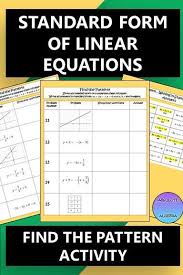 Your Algebra Or 8th Grade Students Will Have Fun Trying To Find The Pattern In The Grid While Converting An As Linear Equations Writing Standards Standard Form