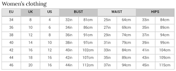 10 Punctual Clothes Sizing Chart