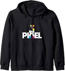 Amazon.com: Pixel Art Print Colorful Design Zip Hoodie : Clothing, Shoes &  Jewelry