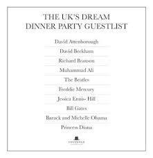 Ladies, get out your black dresses. Revealed Brits Ultimate Dinner Party Guestlist 1 Women Daily Magazine