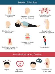 Yoga poses that rotate the spine are calming and help to relieve back tension, which is a common complaint in pregnancy 2. Infographics Of Yoga Pose Benefits And Contraindications Of Fish Yoga Pose Cartoon Style Illustration Isolated On White Background Tasmeemme Com