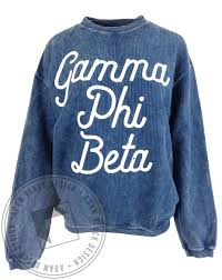 Gamma Phi Beta Script Corded Crewneck Gamma Phi Sorority